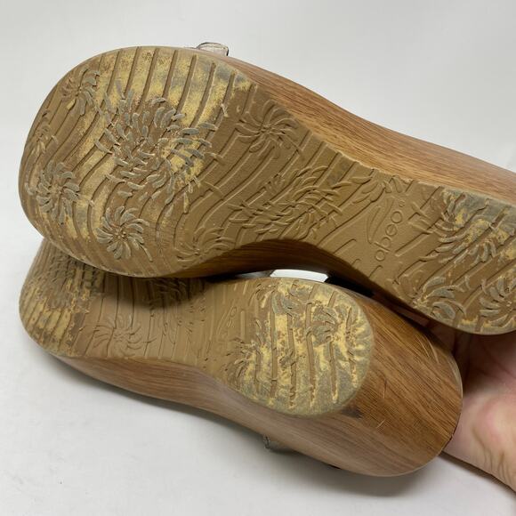 Abeo Women's Size 9 Neutral Sandals Slingback Platform Heel Metallic Pewter - Picture 5 of 6